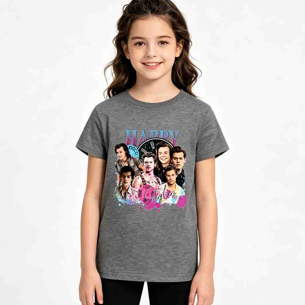 Maglietta Unisex in Cotone 100% Bambini Harry Styles Kiss All The Time Album Estate 2026 Girocollo Ragazzi Ragazze Hip Hop Manica Corta T-shirt Regalo per Fan