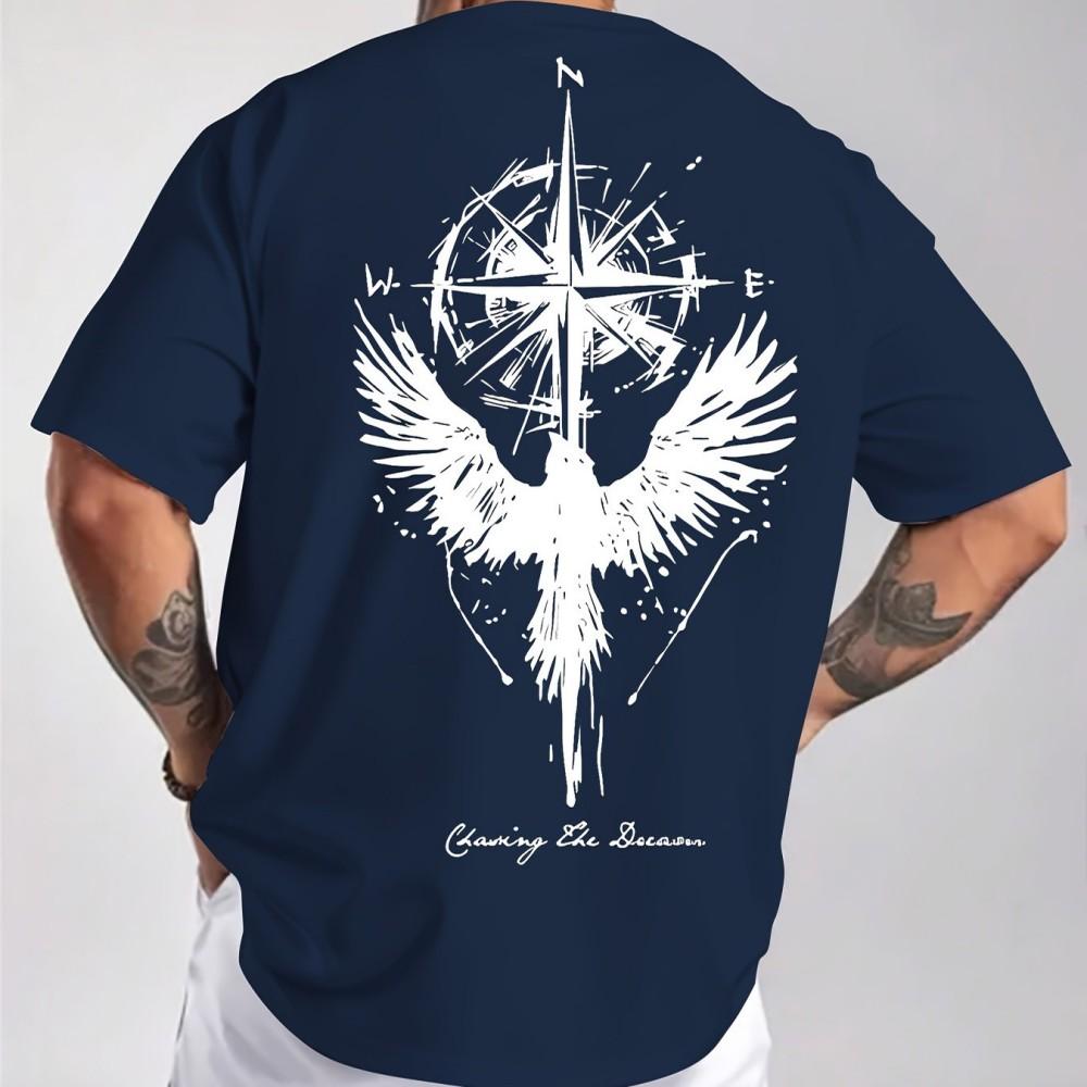 Men's Summer Angel Printed Pattern Fashionable and Comfortable Round Neck T-shirt Outdoor Skin friendly Casual Top