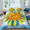 Vintage Sonnenblumen Bettbezug Set Buchstaben Bettwäsche Set Buchstaben und Sonnenblumen Gedruckt Retro Mädchen Queen Size 2/3tlg. Bettdeckenbezug
