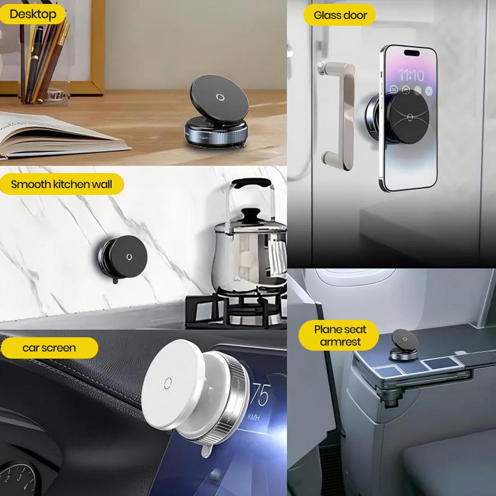 360° Vacuum Magnetic Suction Cup Phone Mount, Adjustable Hands-Free Suction Cup Phone Holder for Car/Gym/Mirror/Smooth Surface