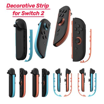 1-3Pairs Blue Red Decorative Side Strips Joystick Joy-Con Cover for Nintendo Switch 2 (2025 8inch) Replacement Decorative Strips