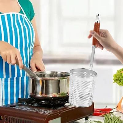 Handheld Flour Sieve, Filter Screen, Wooden Handle Scoop Filter