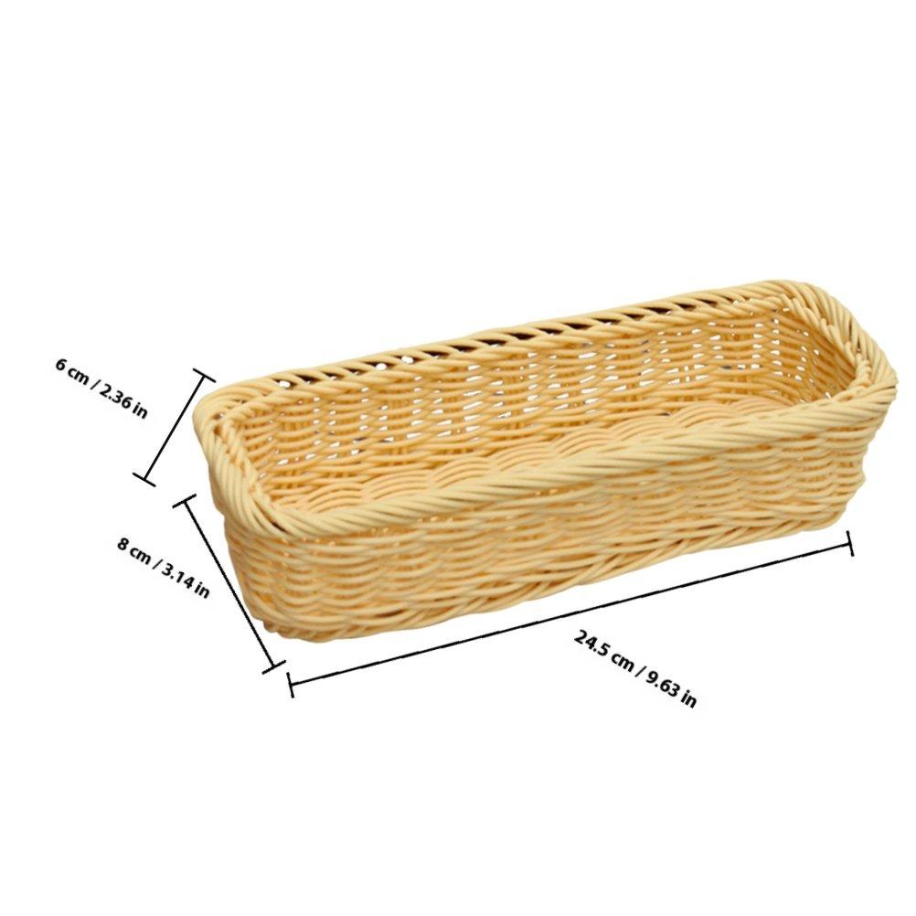 

2Pcs Sturdy Woven Plastic Storage Basket Creative Household Organizer for Silverware Chopsticks Snacks Spices Fruits Desktop бежевый