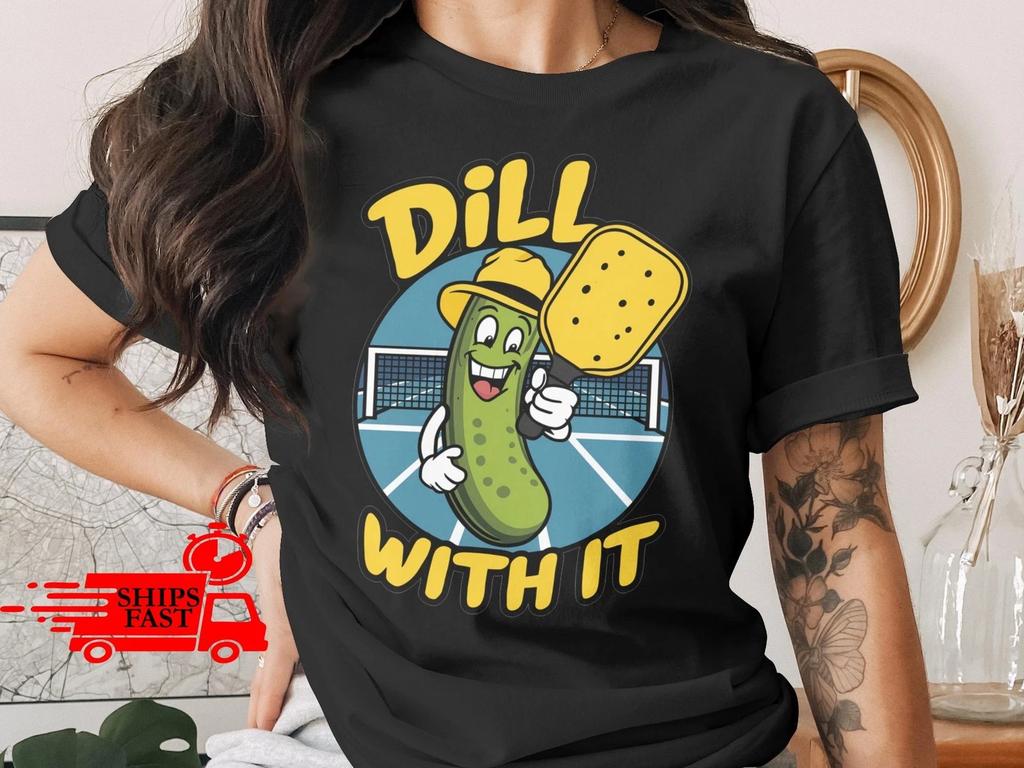 Pickleball T-Shirt Dill With It Funny Pickle Design Comfort Colors Gift
