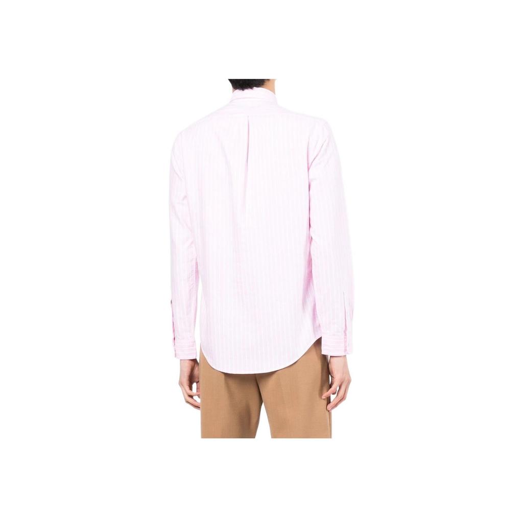 Polo Ralph Lauren Ss22 Logo Embroidered Striped Button-Up Long Sleeve Shirt Men Shirts Pink 710829448-002