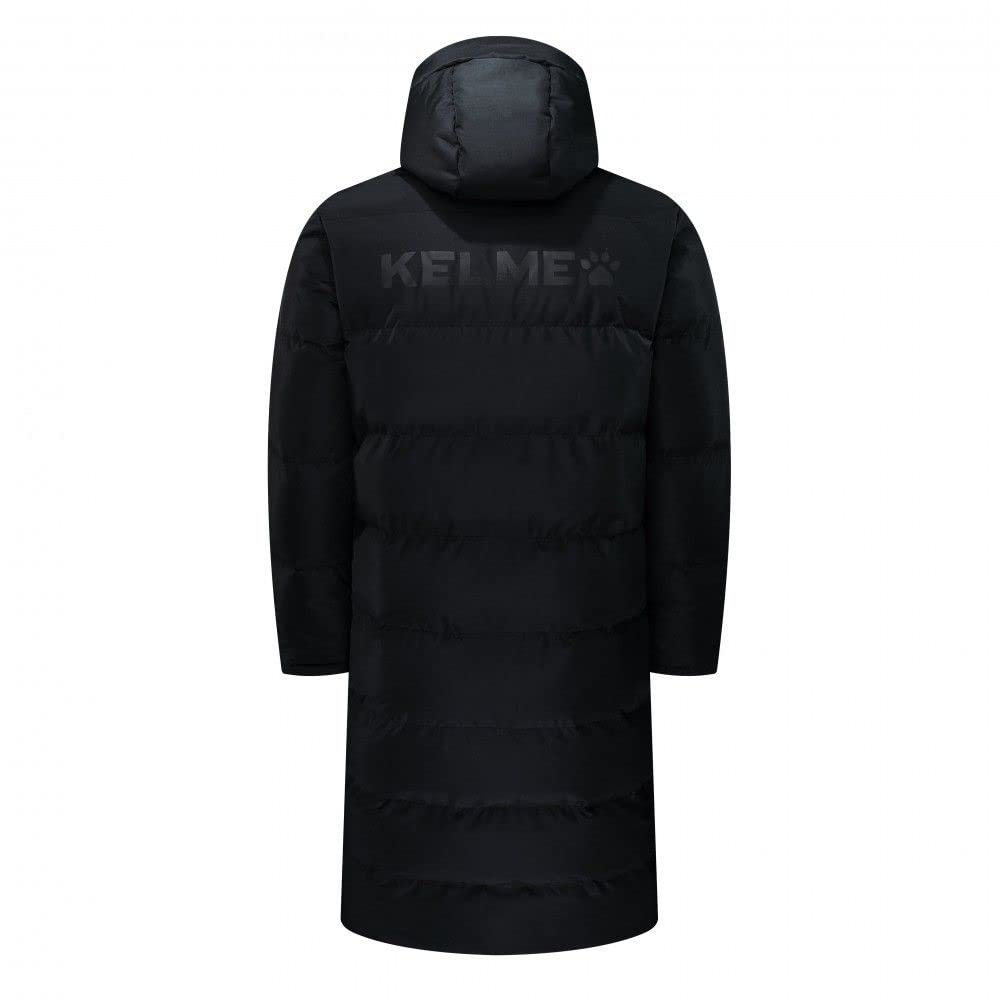 Kelme Men's Soccer Bench Coat, Long Coat, Outdoor Training Coat (Black, Size S)
