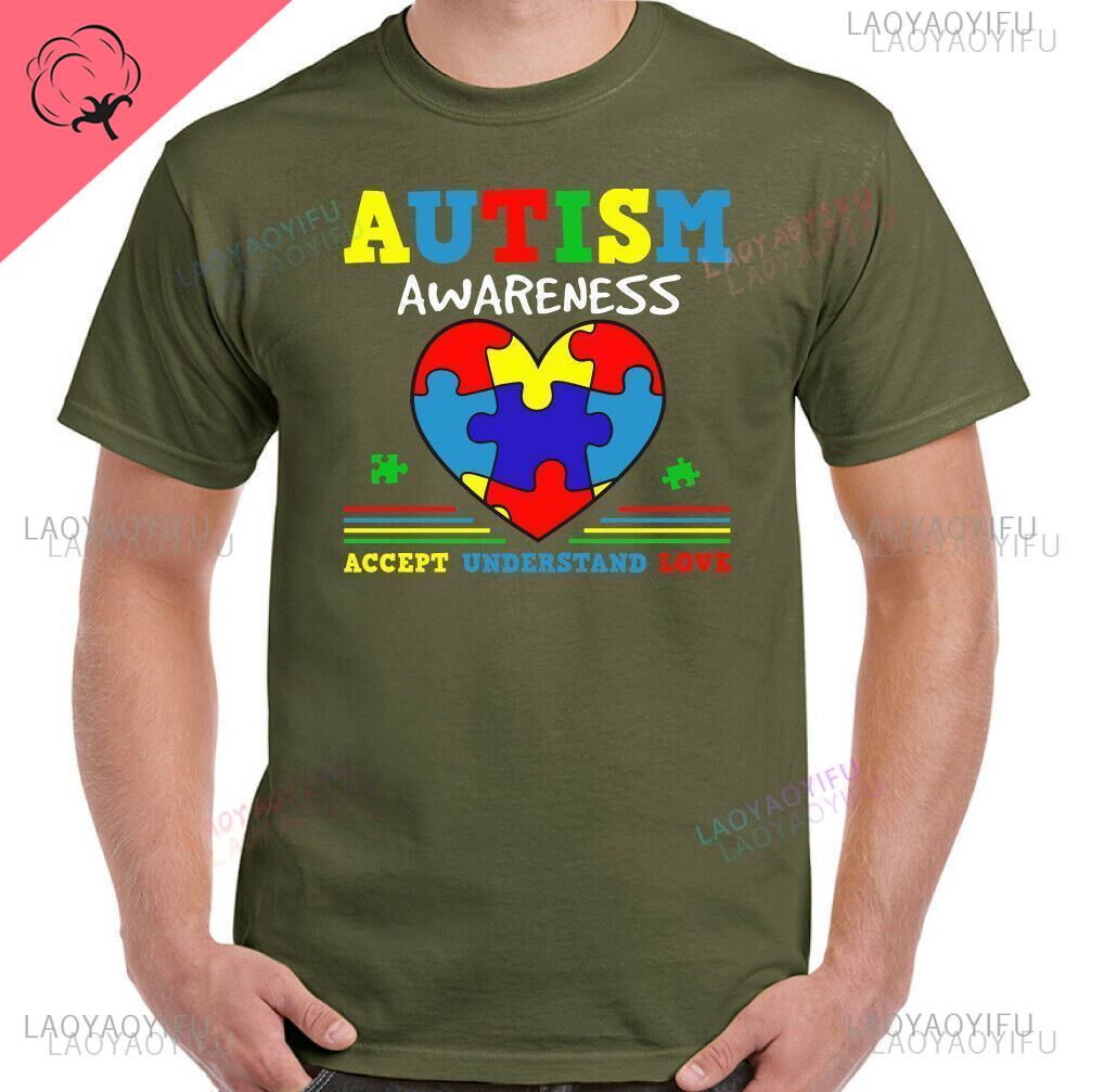 AUTISM TSHIRT Awareness Day Autistic Accept Understand Love Unisex Mens Top New Style Camisetas Hombre Fashion Graphic Tshirt