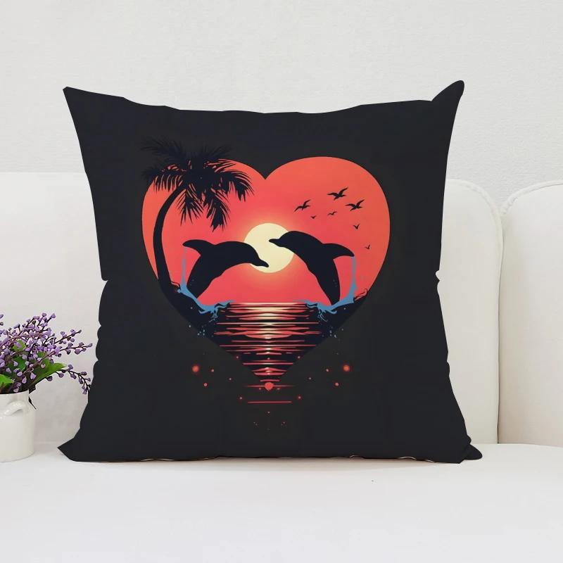 Home Decoration Cute Dolphin Decorative Pillowcase 40x40 Aesthetic Room Decoration Cover for Pillow Cases 45x45 Cushion Cover