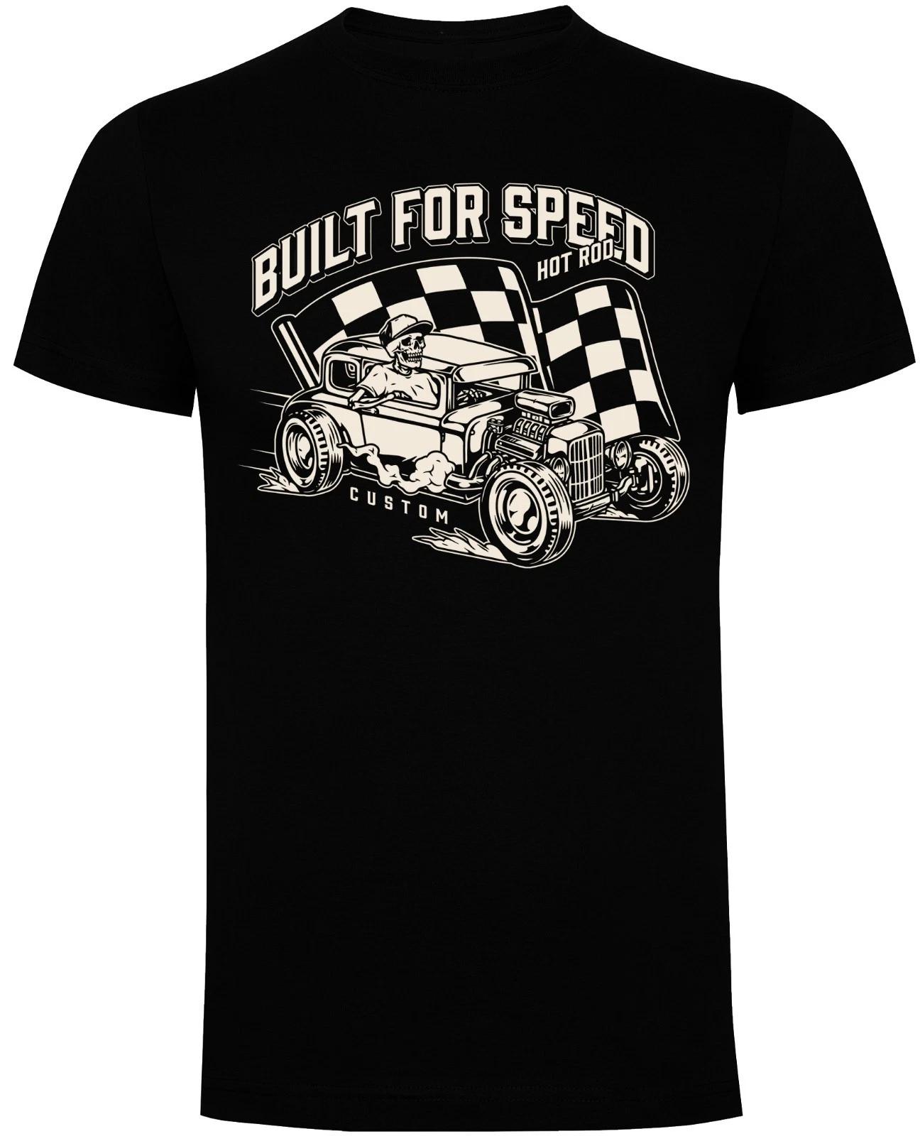 Built For Speed Hot Rod Skeleton T-Shirt (Black) - American Muscle Car XXL