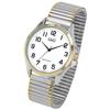 Montre - Q&amp;Q - C36A-026PY - Bracelet acier inox bicolore extensible - Cadran blanc chiffres arabes - Quartz Miyota 2035, 3 ATM