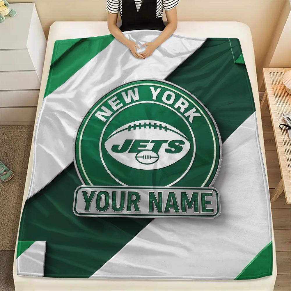 Custom Name New York Jets Flannel Blanket, High quality Comfortable for All Seasons, Home Decor, Warmth and Comfort