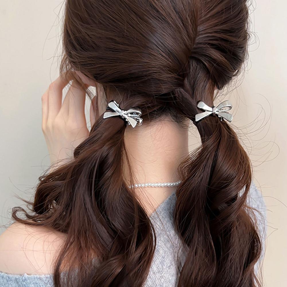 1/2/4Pcs Elegant Cute Golden Silver Bow Hairpins Mini Fashion Hair Clip Women Daily Hair Decor Ornaments