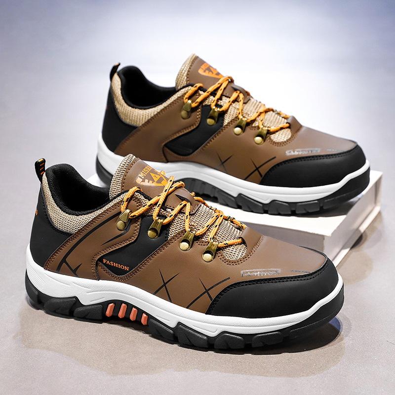 Men's Hiking Shoes Waterproof Leather Outdoor PU Shoes Wear-resistant Men Trekking Walking Hunting Tactical Sneakers Big Size 47