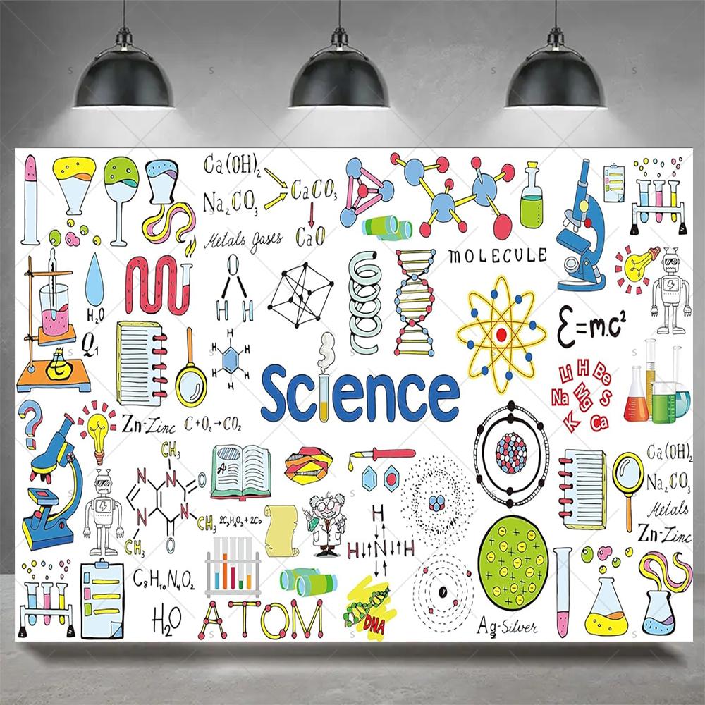 Crazy Science Fun Theme Party Decoration Background, Scientist Boys and Girls Birthday Party Decoration Photography Background
