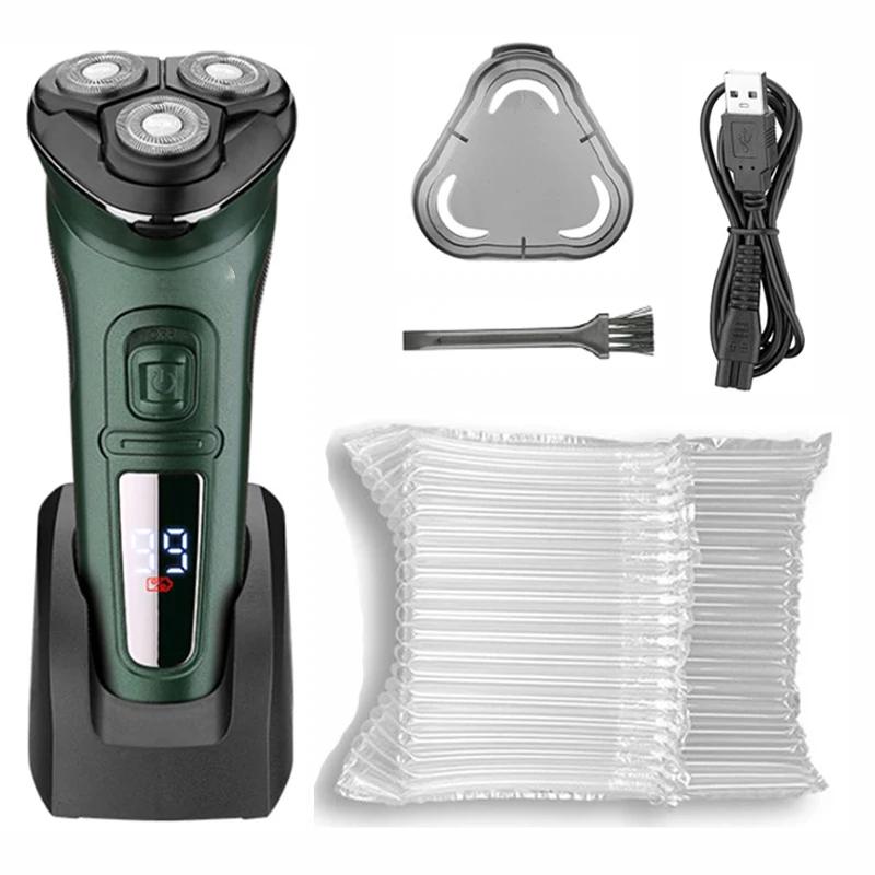 Washable 3D Electric Shaver for Men Wet Dry Beard Electric Razor Rechargeable Facial Shaving Machine LED Display