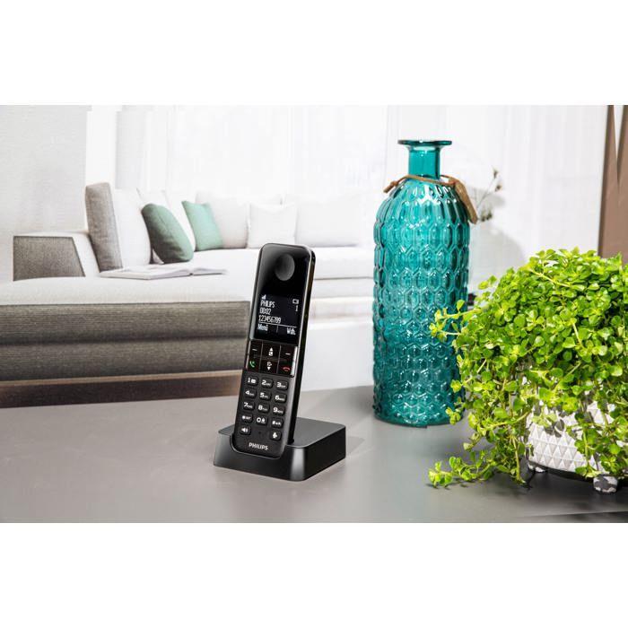 Téléphone sans fil - PHILIPS - D4701B - Noir - Écran 4,6 cm - Autonomie 16 heures