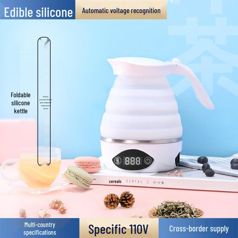 Dual Voltage Silicone Folding Electric Kettle with 24-Hour Insulation