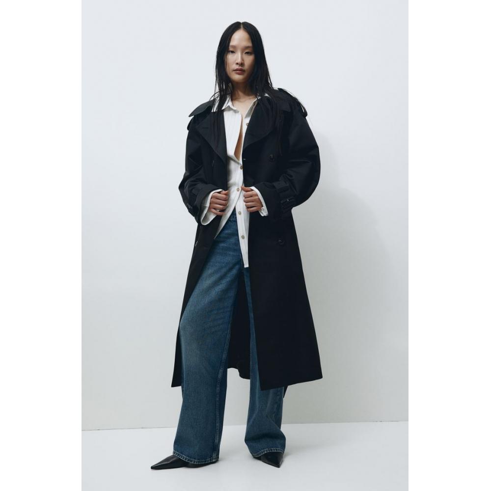 

Двубортный тренч HM черный