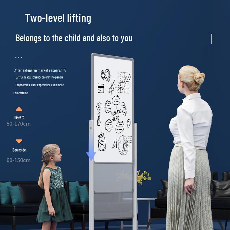 Deli 900x600mm Mobile H-Frame Height-Adjustable Double-Sided Magnetic Whiteboard