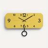 Silent Wall Clock with Swing Motion  Modern Rectangular Design, Bold Yellow Numbers On Black Hands, Battery Operated AA Not Included for Living Room,