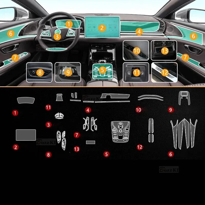 For BYD Han EV DMi   TPU Transparent Protective Film Interior Sticker Center Console Navigator Gear Door Car Accessories