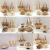 Straw Hat And Bag Set With Sun Protection For Outdoor Travel Casual Summer Adults