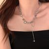 Fashion Shiny Star Necklace for Women Y2K Crystal Zircon Cross Pendant Necklaces Girls Antique Silver Color Clavicle Chain