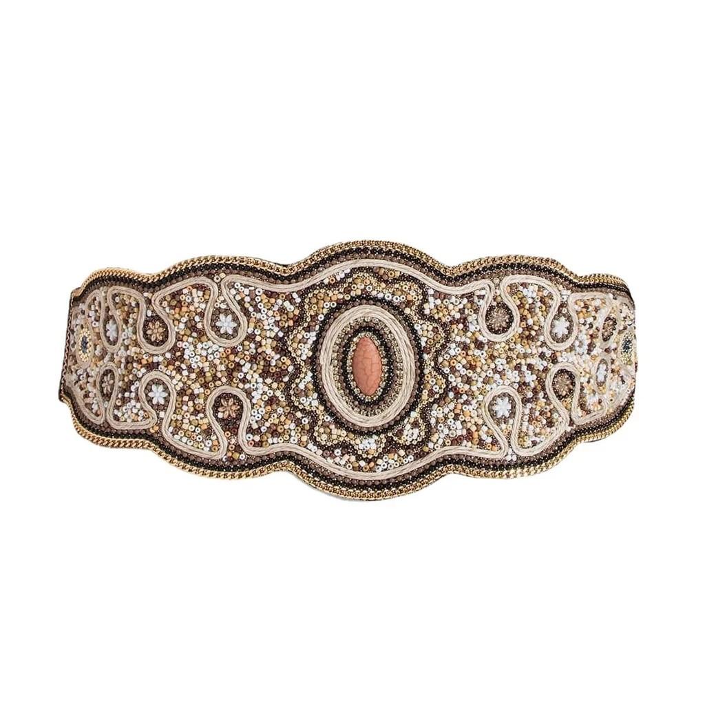 Bohemian Ethnic Beaded Waist Belt With Rhinestone Accents For Vintage Festival Look