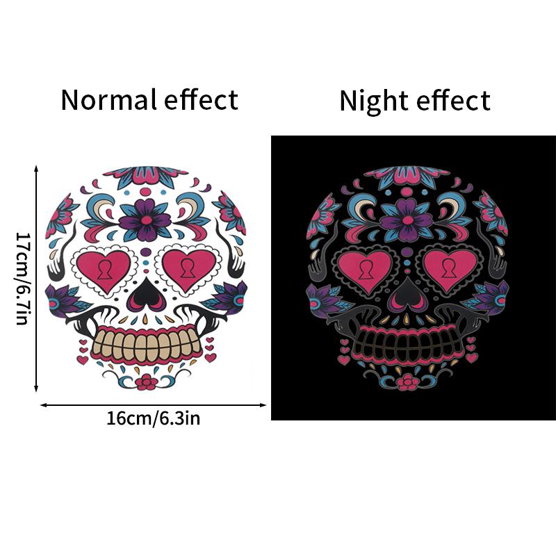 Mexico Day of the Dead Luminous Facial Tattoo Sticker Halloween Party Decoration Halloween Dress Up Day of the Dead DIY Party