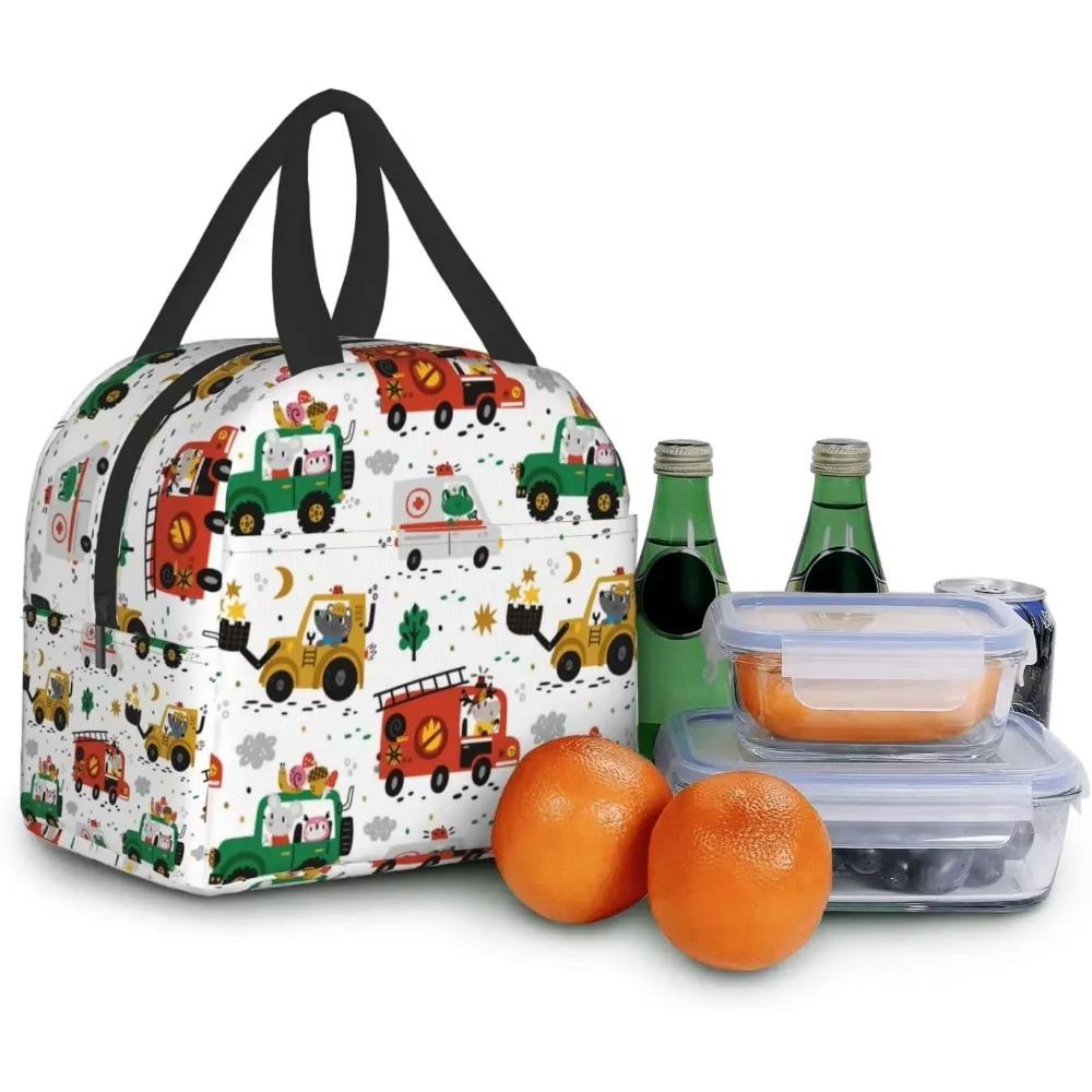 Niedliches Waldtier in verschiedenen lustigen Zeichentrickfahrzeugen Brotdose Bento-Box Isolierte Lunchboxen Wasserdichte Lunchtasche Picknick