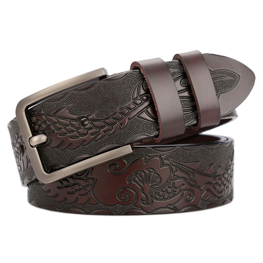Personalized Men's Leather Belt for Jeans – Customized Carving Cowhide Belt Fashion Accessory