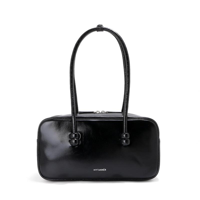 

Genuine leather, bag high-end first-layer cowhide women s bag large-capacity shoulder bag bag niche bowling pillow bag 30*9*16cm