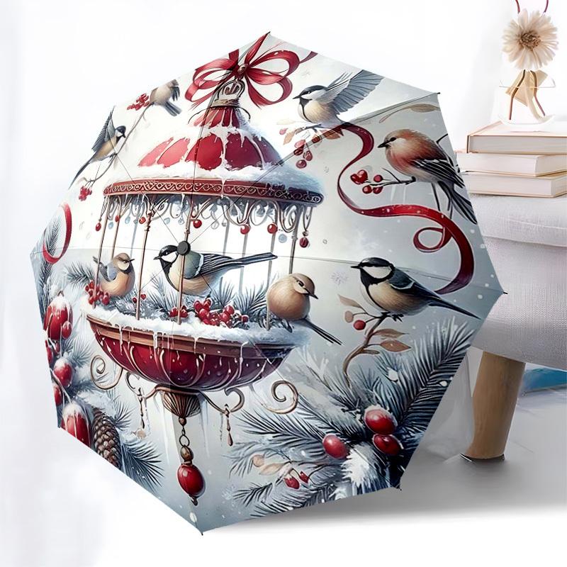 

1pc Christmas Gingerbread Man Automatic Folding Umbrella, Portable 3-Fold Design with 8-Bone Iron Frame, Perfect for Outdoor Use, Festive Gift, Suitab
