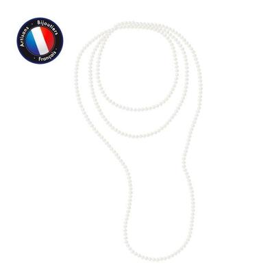 Necklace - - AAA+ Freshwater Cultured Pearl - Semi-Round 5-6 Mm - Natural White - 160 Cm