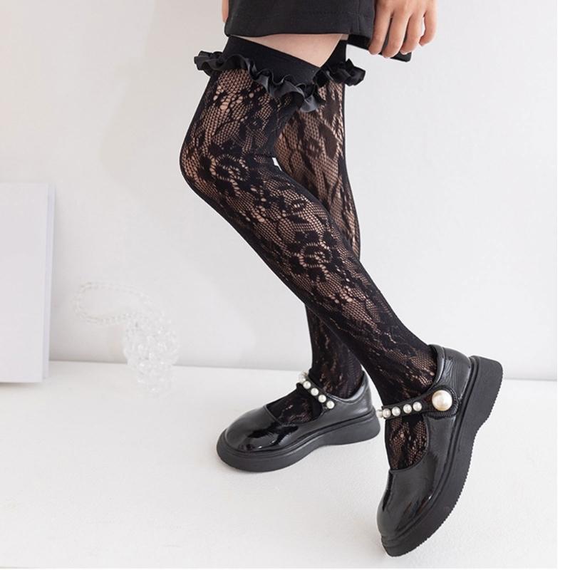 Classical Solid Color Over Knee Length Socks for Kids Soft Nylon Long Tube Socks for Party Outfits and School Event