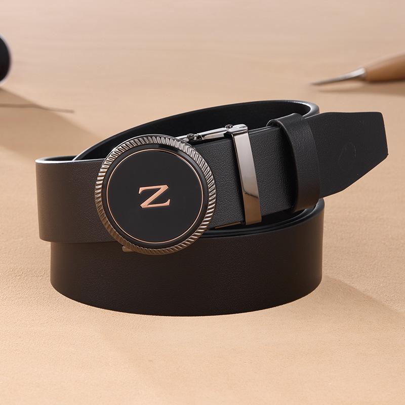 Business Belt Men's Sense First Layer Cowhide Belt Men's Fashion Trendy Men's Automatic Buckle Belt