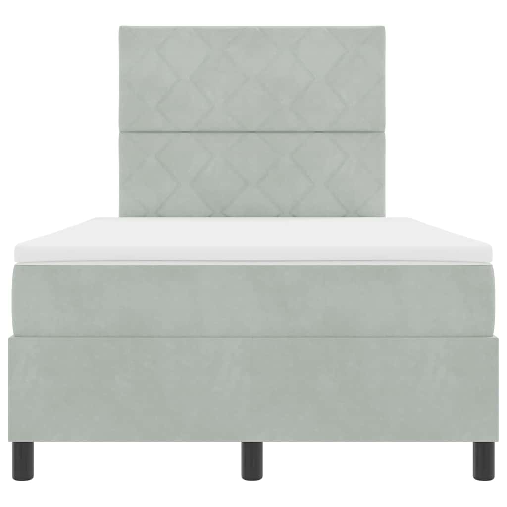 Box Spring Bed with Headboard Light Gray 120 X 190 Cm Velvet