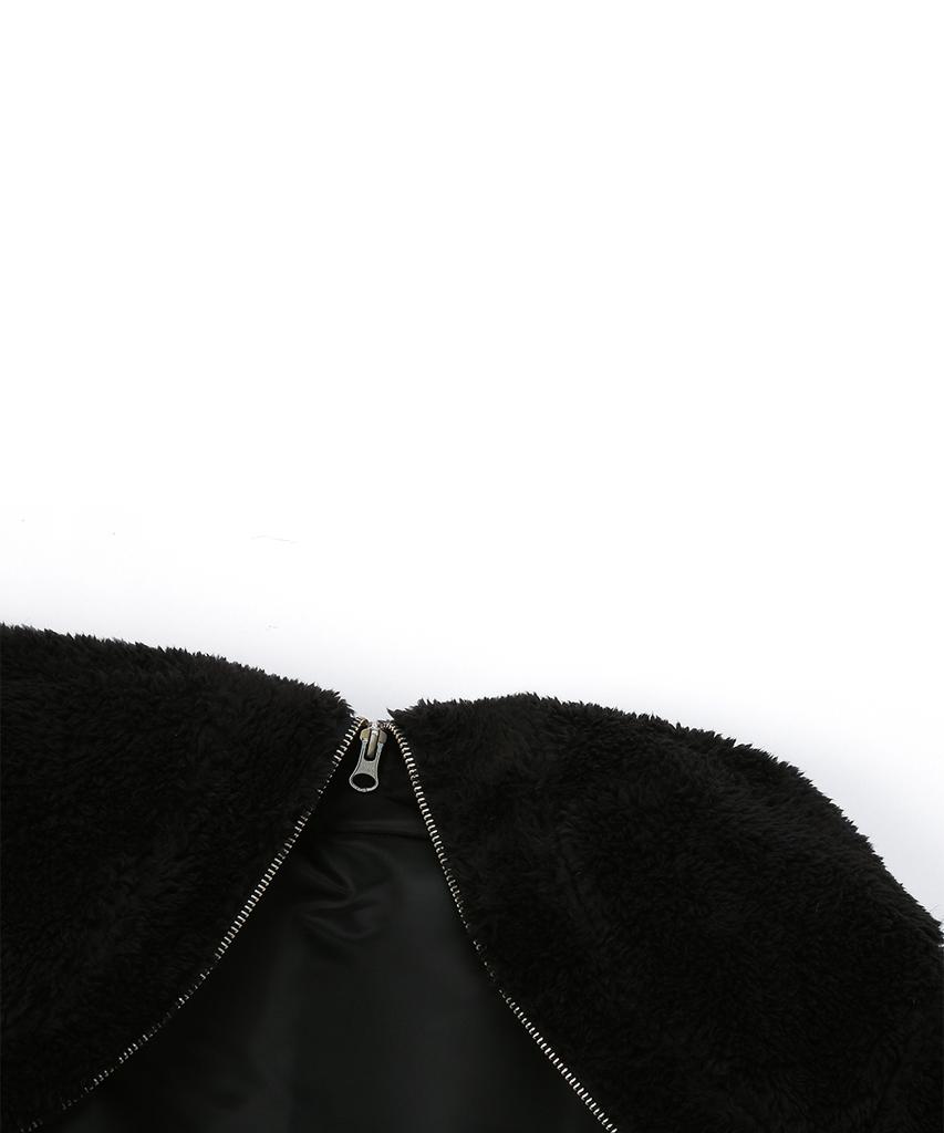 Luvistrue Rl Fur Trim Patch Bomber Jacket(Black)