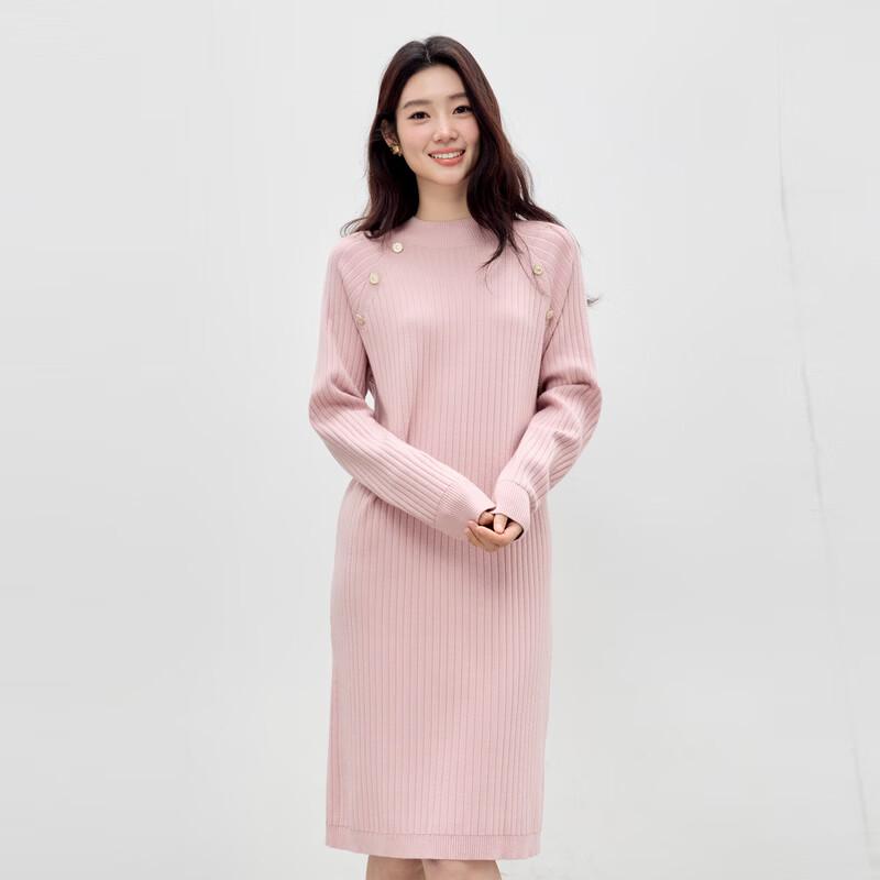 

Qiusyiren Elegant Ribbed Knit Semi-High Neck Dress M