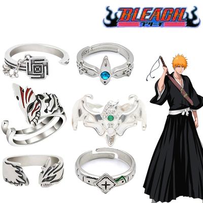 Anime Bleach Kurosaki Ichigo Yüzük Hitsugaya Toushirou Ulquiorra Cifer Cosplay Ayarlanabilir Yüzük Unisex Çift Sevgili Takı Hediye