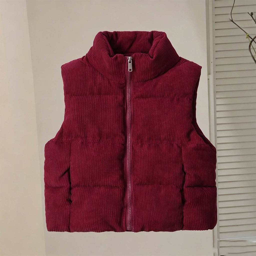 Gepolsterte Cordweste für Kinder Stehkragen Farbe Warm Winter für Jungen und Mädchen