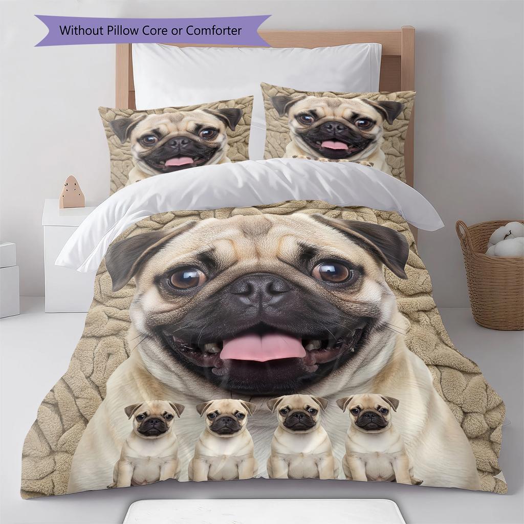 Bulldog Pattern Bedding Quilt Set Quilt Cover Pillowcase Home Decoration Gift (1 * duvet cover + 2 * pillowcase, without core)
