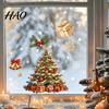 Christmas Party Supplies Window Cling, Santa/Snowman/House/ Tree Patterns Print, Waterproof Glass Clings PVC Decorative Static Sticker for Doors