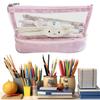 Pink Star Rabbit Pattern Pen Bag Double Layers Stationery Storing Bag Stationery Bag  Students