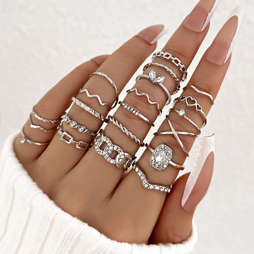 Women Bohemian Carved Unique Retro Butterfly Leave Knuckle Rings Set 21 In 1