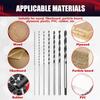 7 Pcs Extra Long Brad Point Drill Bit Set,12" 300mm Carbon Steel Wood Drill Bits Set,Fit for Bench Hand and Conventional Electric Drill