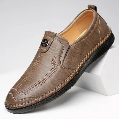 Men's Shoes High Quality Leather Casual Shoes 2026 Spring Soft Loafers for Men Comfortable Slip On Sneakers Men's Driving Shoes