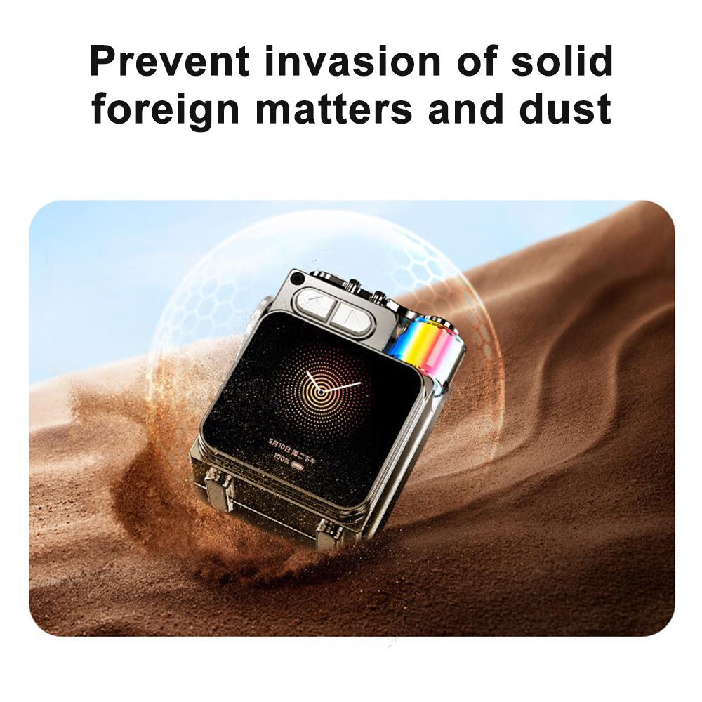 Metal Mechanical Bluetooth Speaker LED Display Screen RGB Desktop Subwoofer Wireless Loudspeaker Support Calendar Alarm Clock