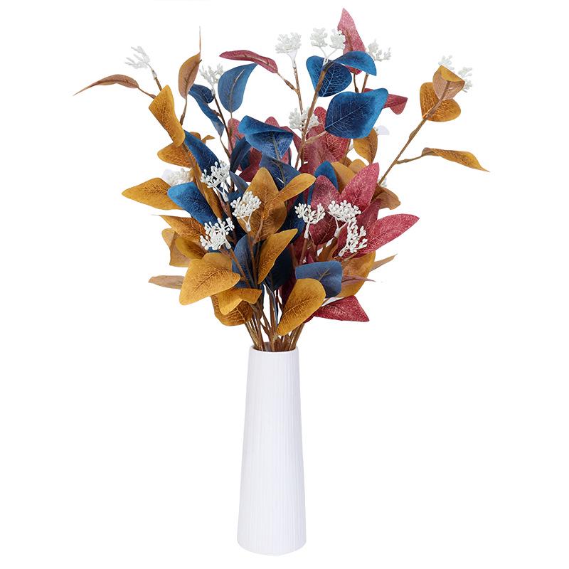 Umělé listy eukalyptu s ovocem a květinami pro domácí nebo svatební dekoraci