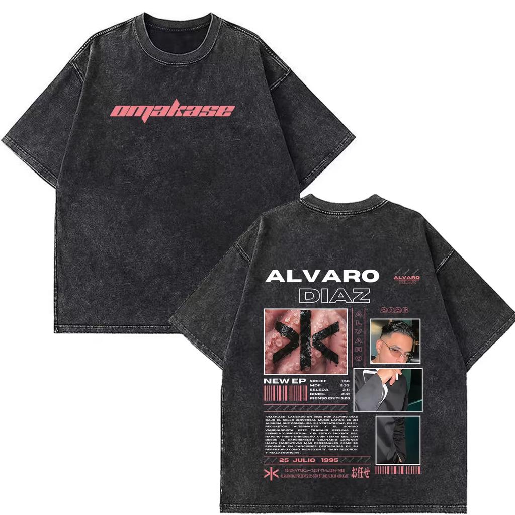 Alvaro Diaz Omakase Album 2026 Tour Merch Vintage Washed TShirt Men Women Loose Casual T-shirt Lightweight Breathable and Comfortable Clothes